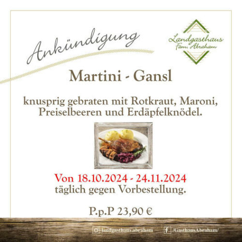 Martini-Gansl beim Landgasthaus Familie Abraham