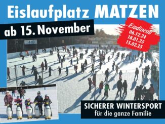 Unser Eislaufplatz in Matzen lädt auch heuer ab 15. November 2024 wieder zum Winterspaß für die ganze Familie ein.